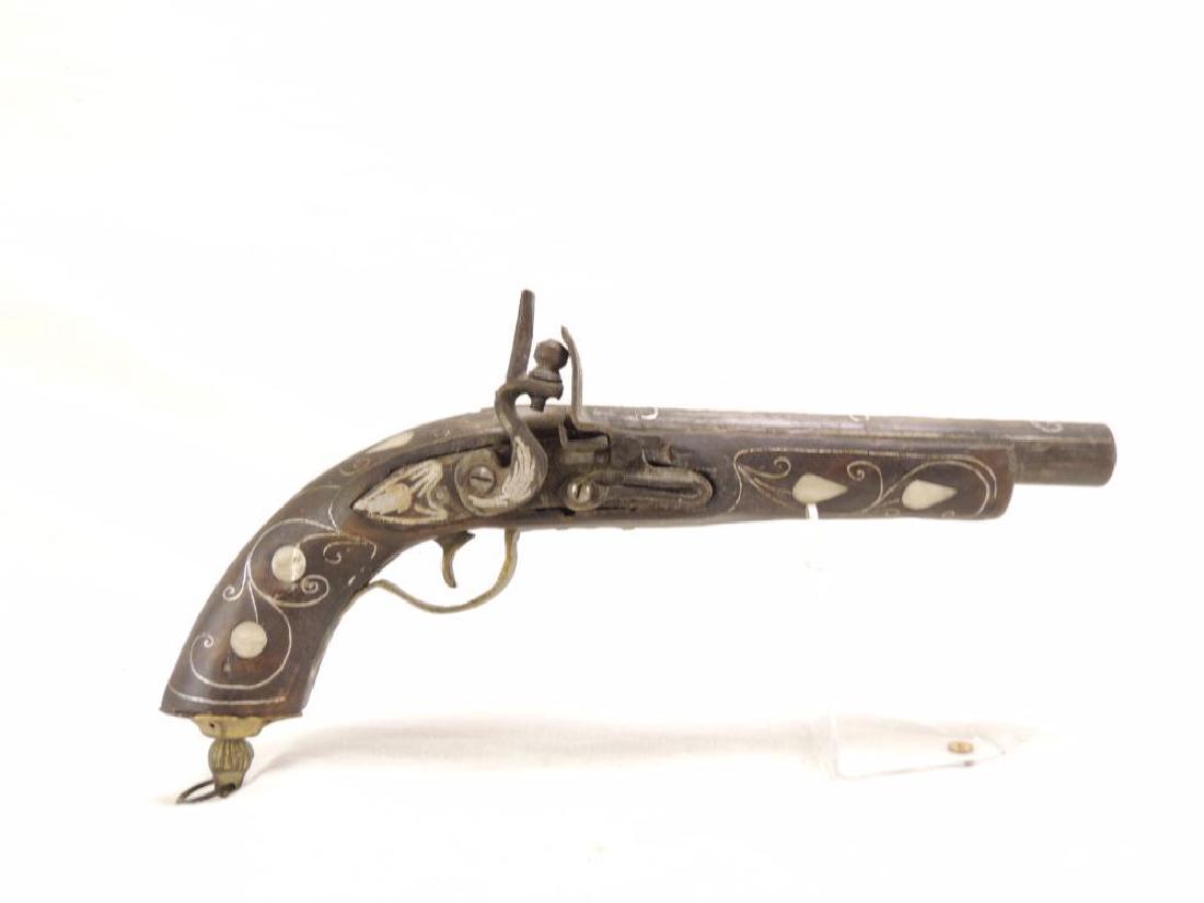 Middle Eastern Flint Lock Pistol with Mother of Pearl: excellent condition