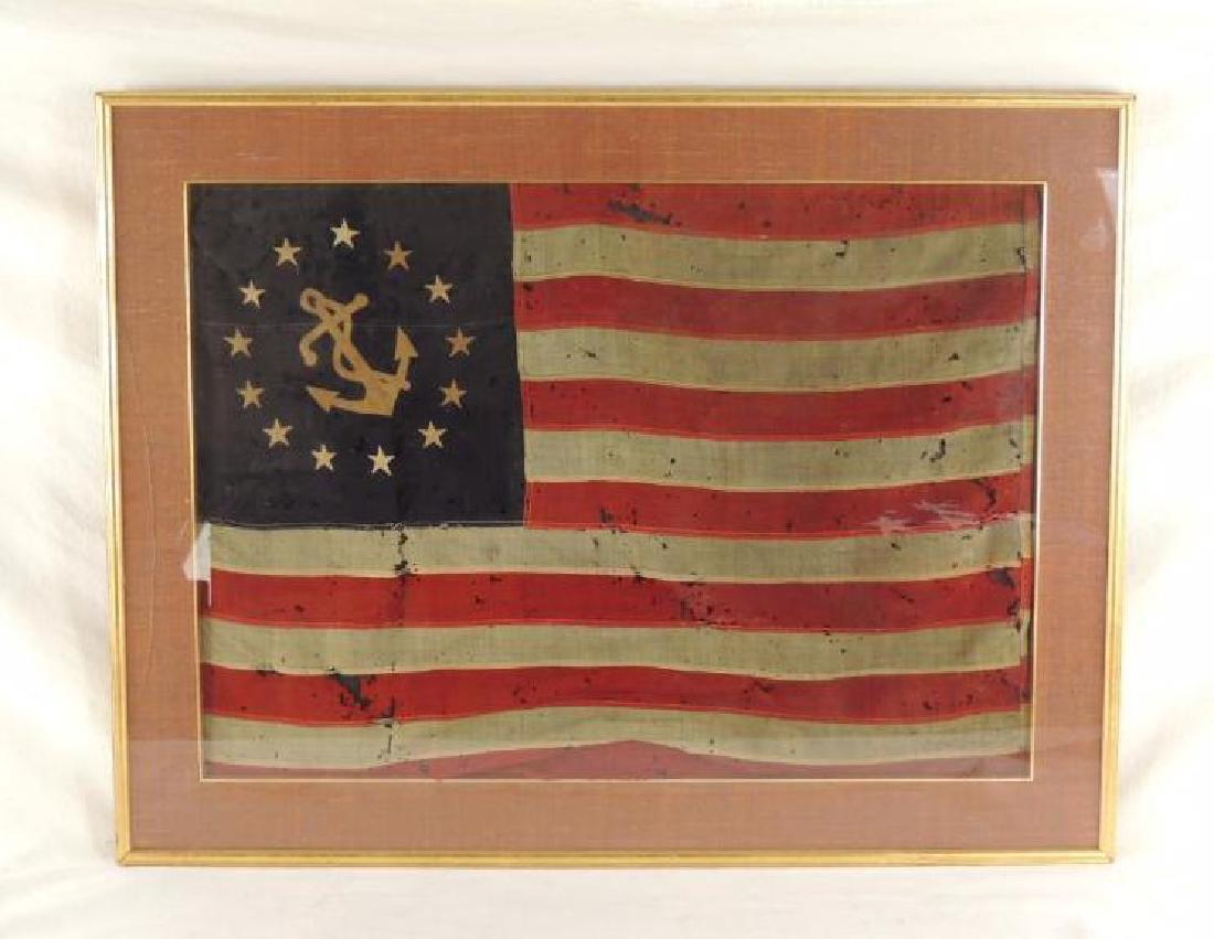 1877 Original 13 Star U.S. Naval Ship Flag in Gilded (1 of 2)