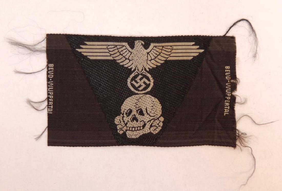 WW2 German Waffen SS M43 Cap Insignia Patch: 3"x1 3/4"