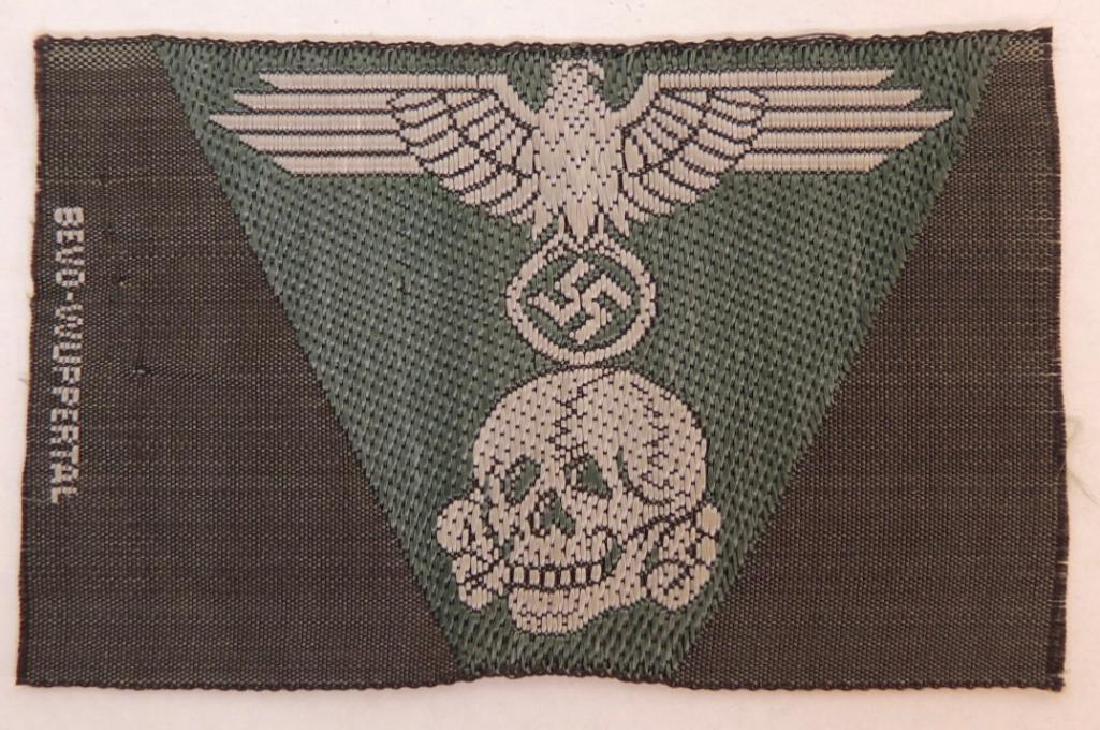 WW2 German Waffen SS EM M43 Cap Insignia Patch: 2 3/4"x1 3/4"