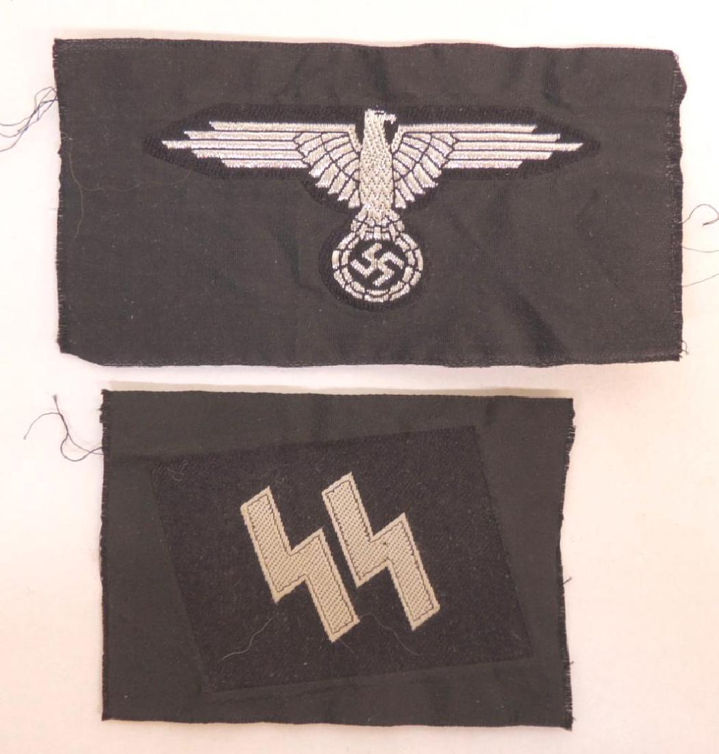 WW2 German SS EM O/S Cap Eagle and Collar Tab Patches (1 of 2)