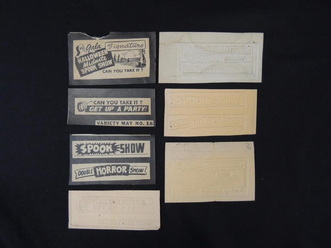 Group of 7 Vintage Halloween Midnite Spook Show Tickets: Largest 4 1/2"x3"