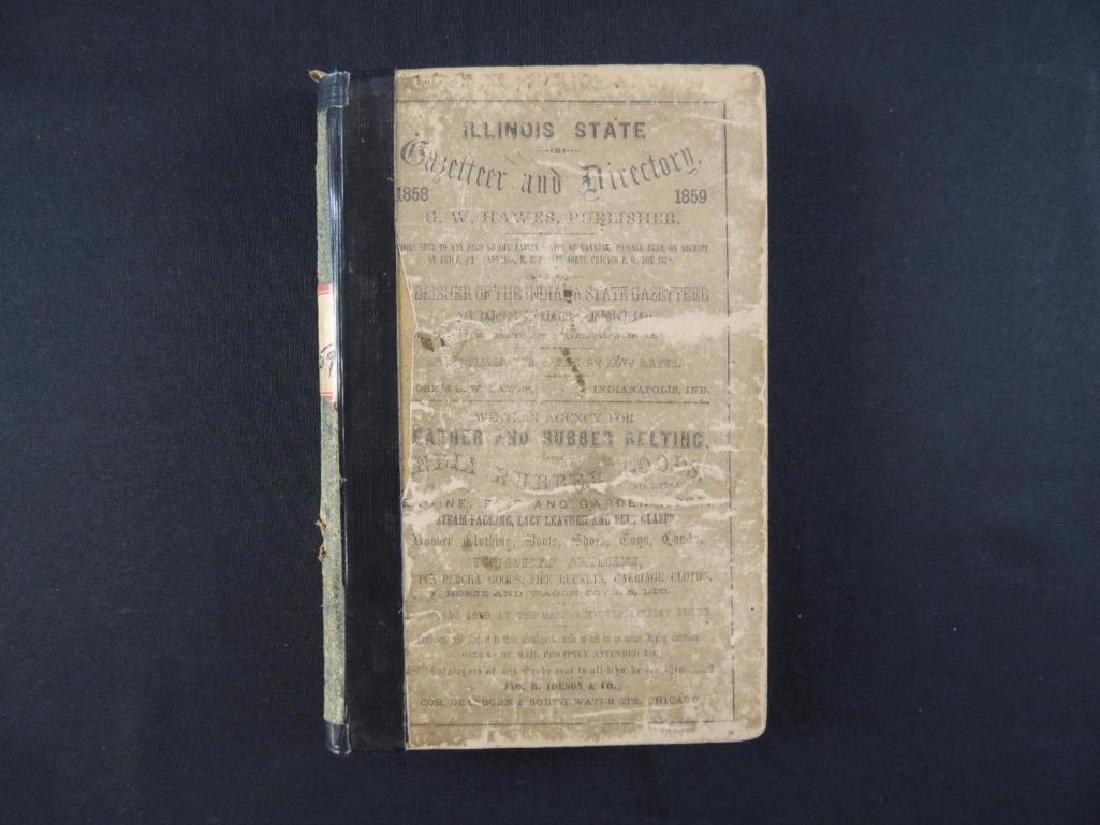 1859 Illinois Stat Gazetteer and Business Directory: Some Spine and Cover Damage