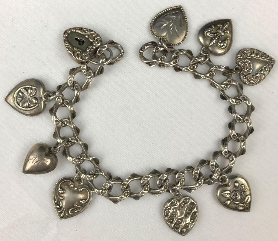 All Sterling Silver Puffy Heart Charm Bracelet (1 of 3)