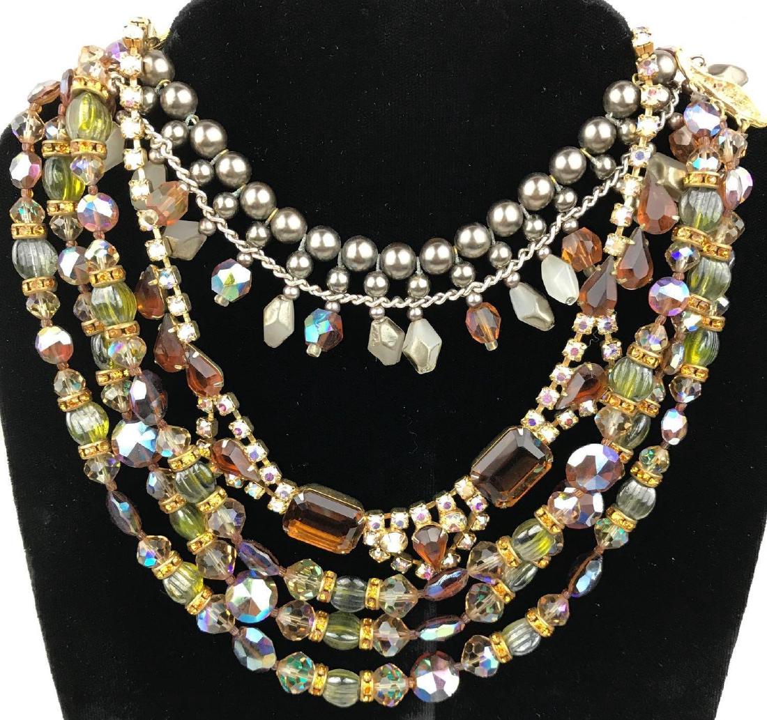 3 Vintage Necklaces - Brown Tones: Plenty of sparkle - all extend to approx. 15"