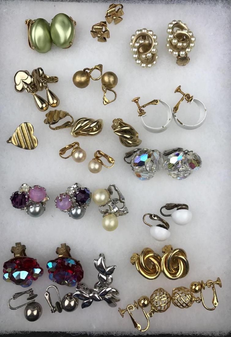 Large Collection of 16 Pairs of Clip-on and Screw-back: Richelieu, Coro, Napier, Kramer, Vogue, and Monet
