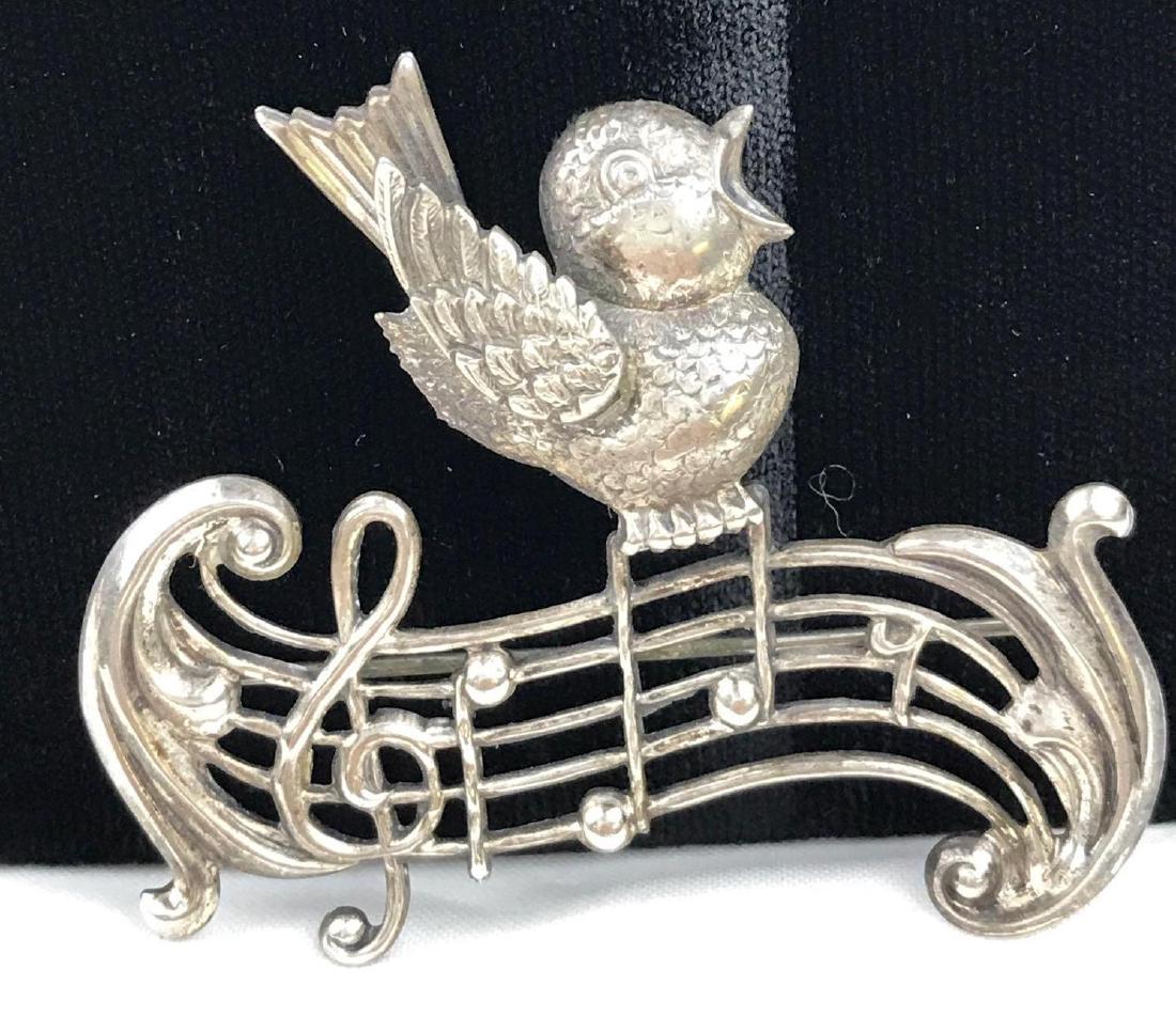 Lang Sterling - Singing Bird Pin: 8.3g; pin is 2-1/8" x 2-1/4"