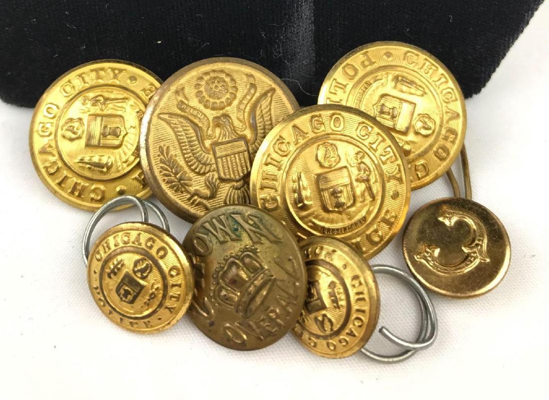 Group of 8 Brass Bottons - City of Chicago Police and: Largest button 1"; smallest is 5/8"
