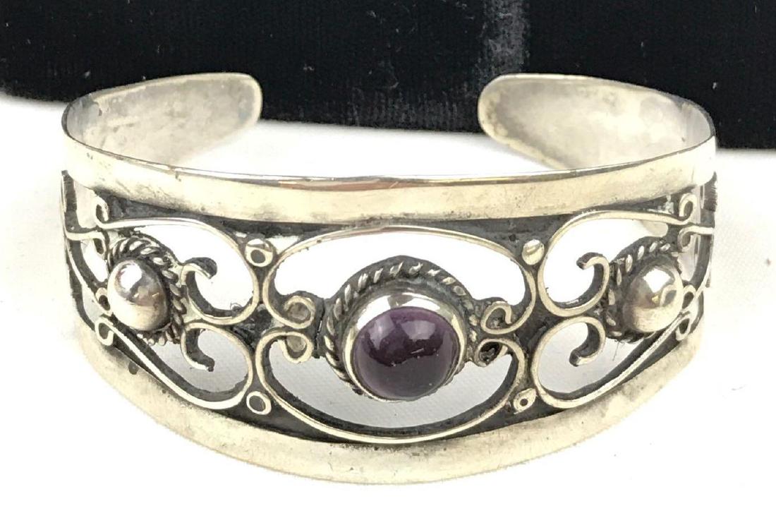 Sterling/ Amethyst Cuff Bracelet - Mexico (1 of 2)