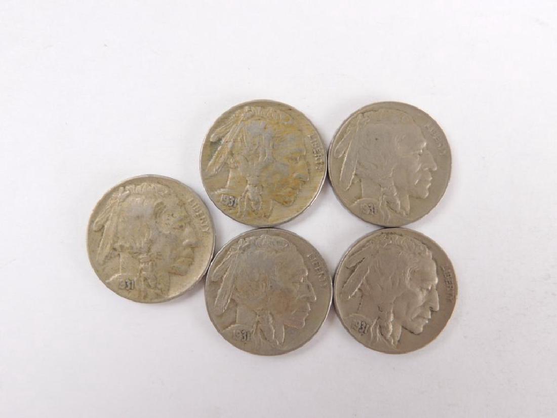 Group of five 1931-S UNC buffalo nickels (1 of 2)