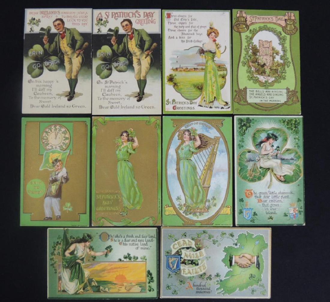 St. Patrick's Day Multiple Series Titles Embossed: Group of 10 Postcards Featuring Poems, Harps, Shamrocks, Castles, and More
