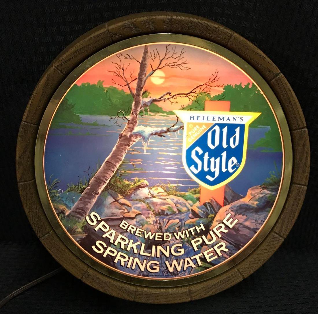 Heilemans Old Style Beer Light Barrel Top Sign (1 of 2)