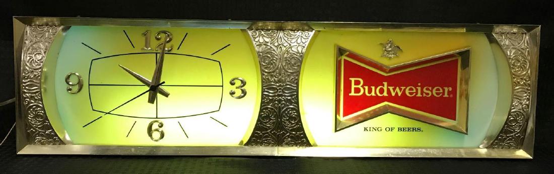 Budweiser Bowtie Beer Sign Light with Clock (1 of 2)