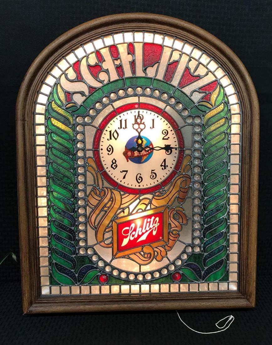 Large Schlitz Beer Sign Clock Light