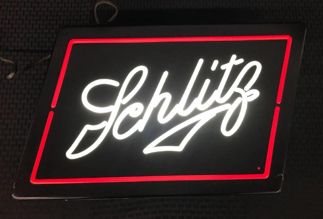 Schlitz Beer Neon Look Sign Light: In working condition. 19.5 x 13"