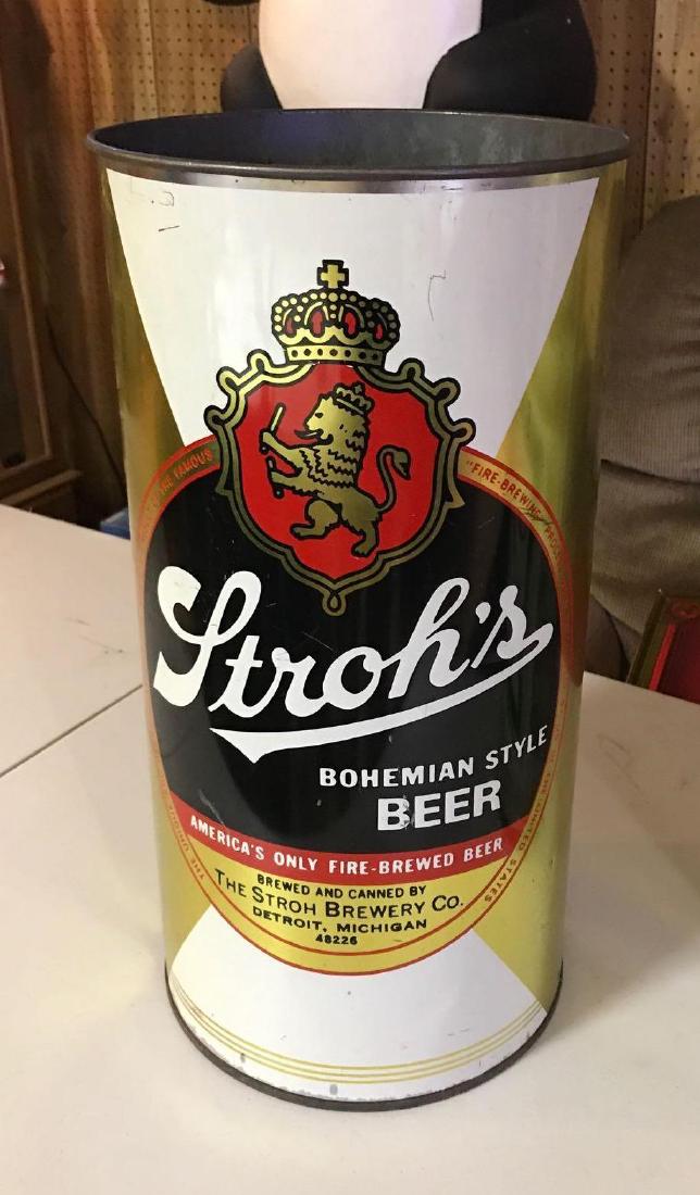 Vintage Stroh's advertising trashcan (1 of 2)