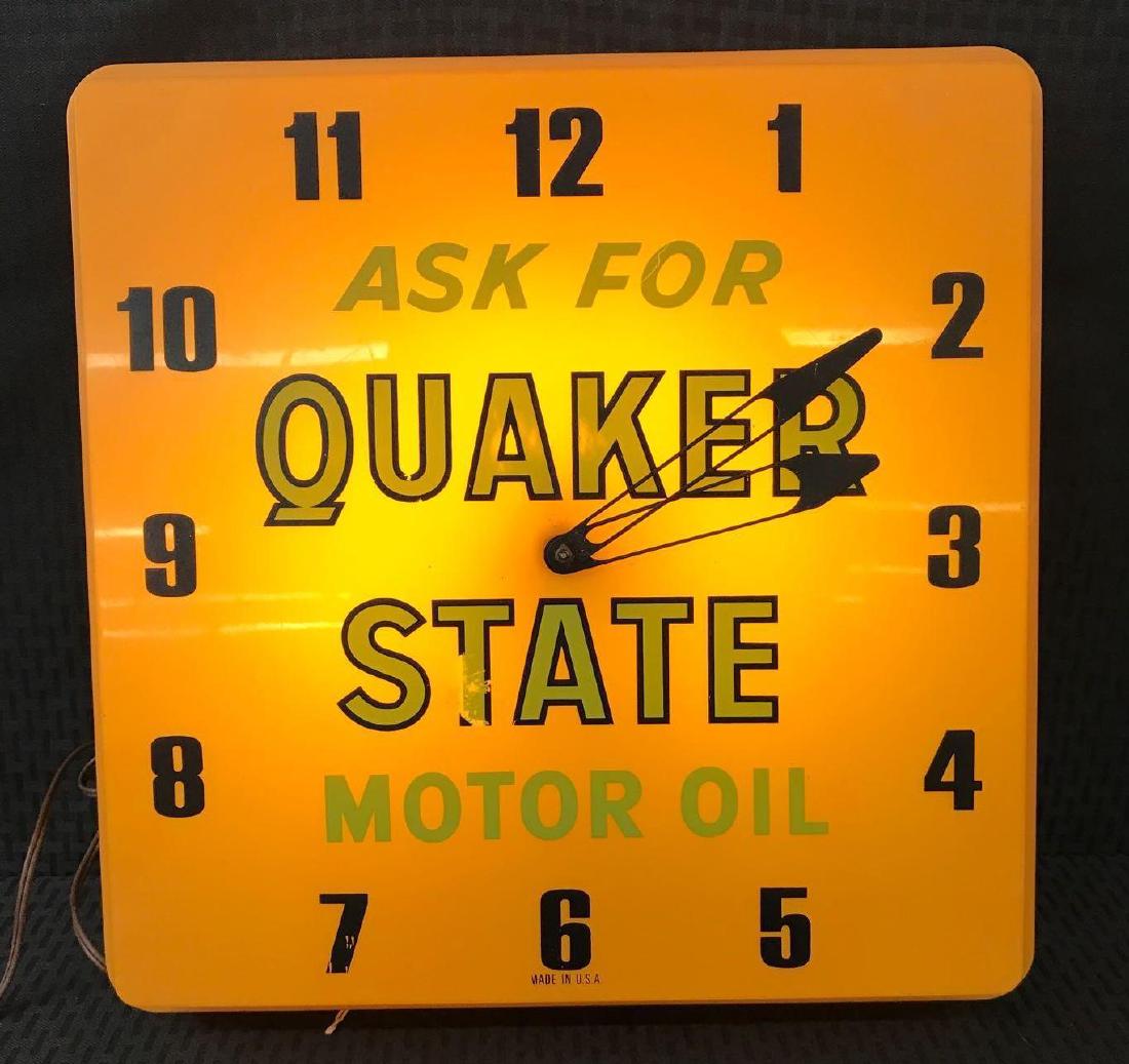 Quaker State Motor Oil Clock Light Oct 28, 2017 Matthew Bullock Auctioneers in IL
