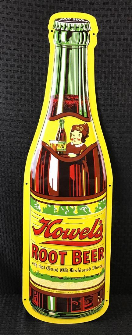 Howel's Root Beer Embossed Metal Bottle Shape Sign SST (1 of 3)