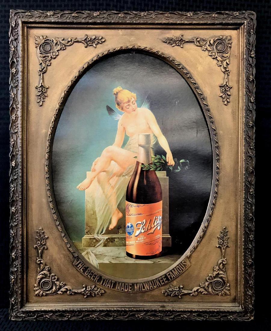 Schlitz Beer Sign Fairy Girl Litho in Frame Old (1 of 3)