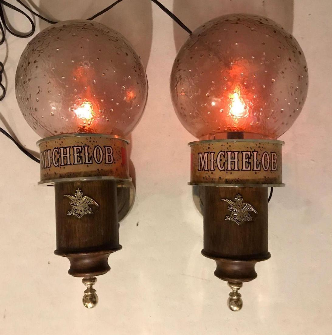 Vintage Michelob light up advertising beer sconces: 14" x 7"