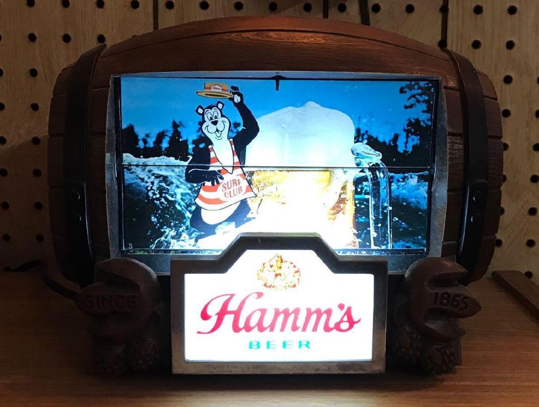 Hamms Beer Light Up Motion Advertising Beer Sign: Working condition, 9" x 7".
