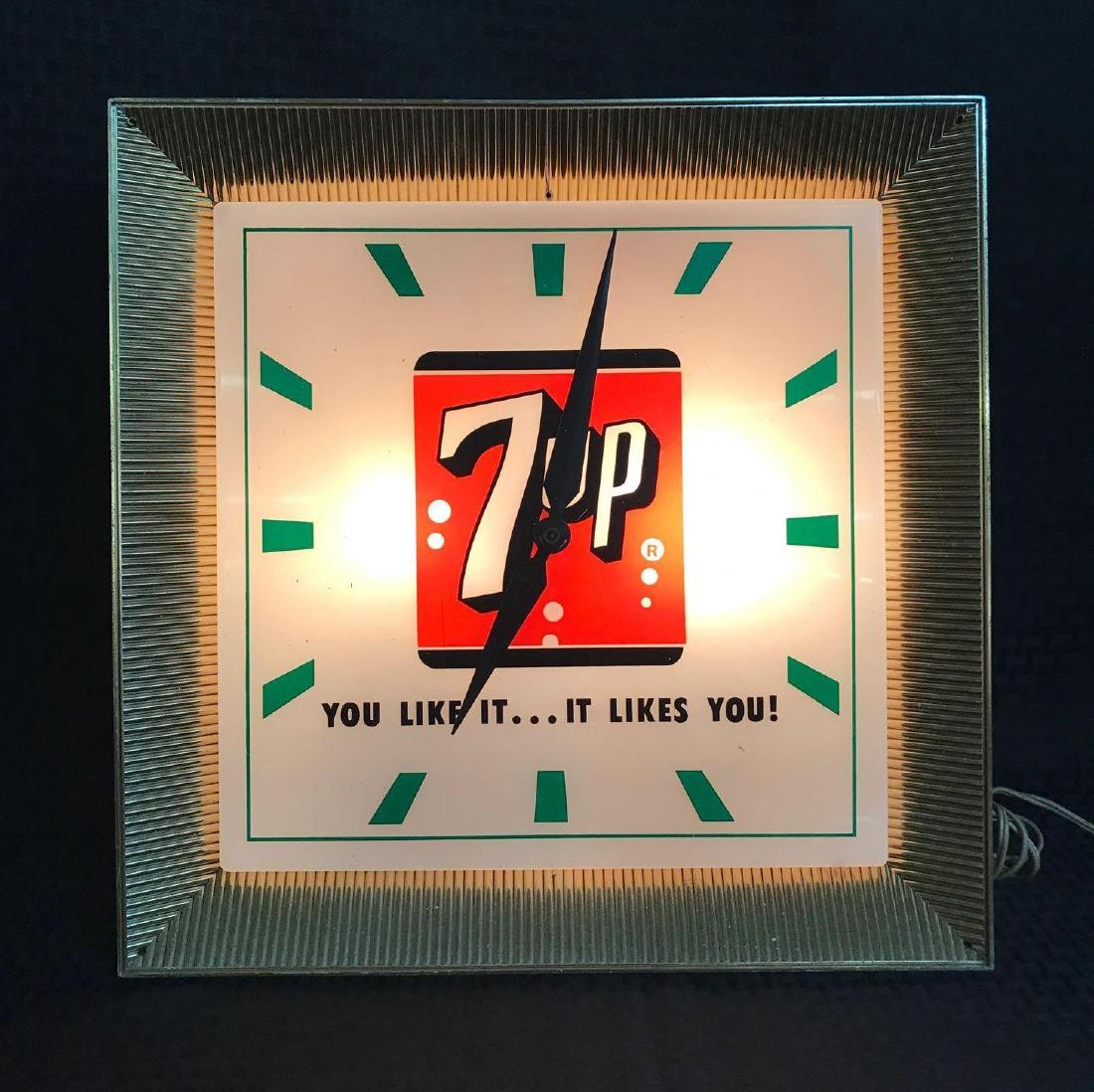 7-Up Lighted Clock "You like it.... It likes you!" (1 of 3)