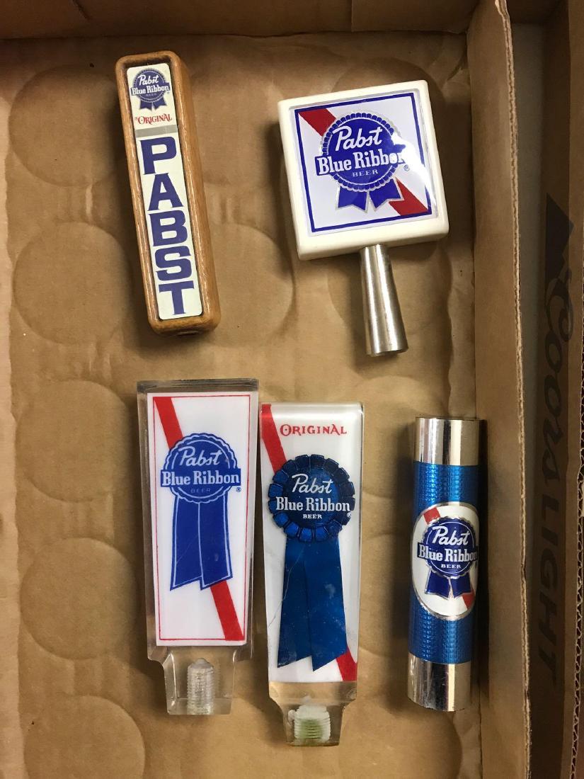 Group of 5 Pabst blue ribbon advertising beer tappers: All one money