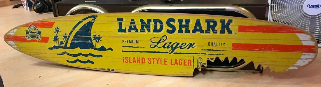 Land Shark Logger Advertising Wood Surfboard Sign