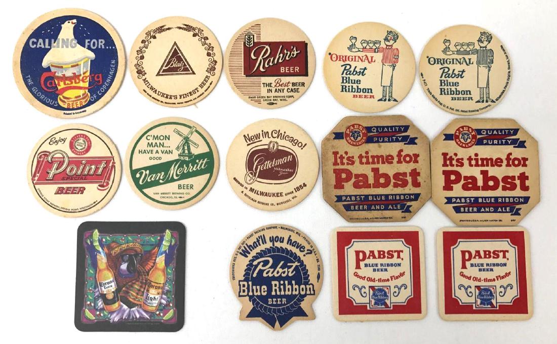 Group of 14 Vintage Advertising Beer Coasters Incl (1 of 2)