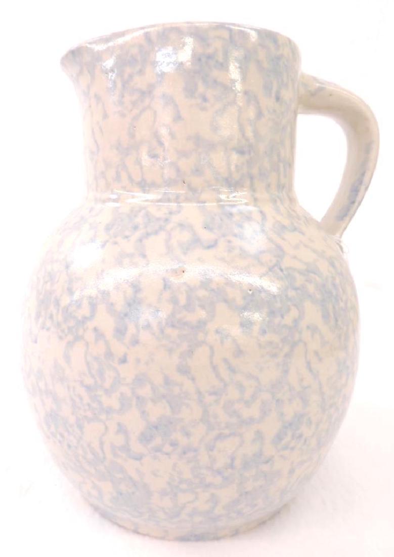 Light Blue Banded Spongeware Pitcher (1 of 2)