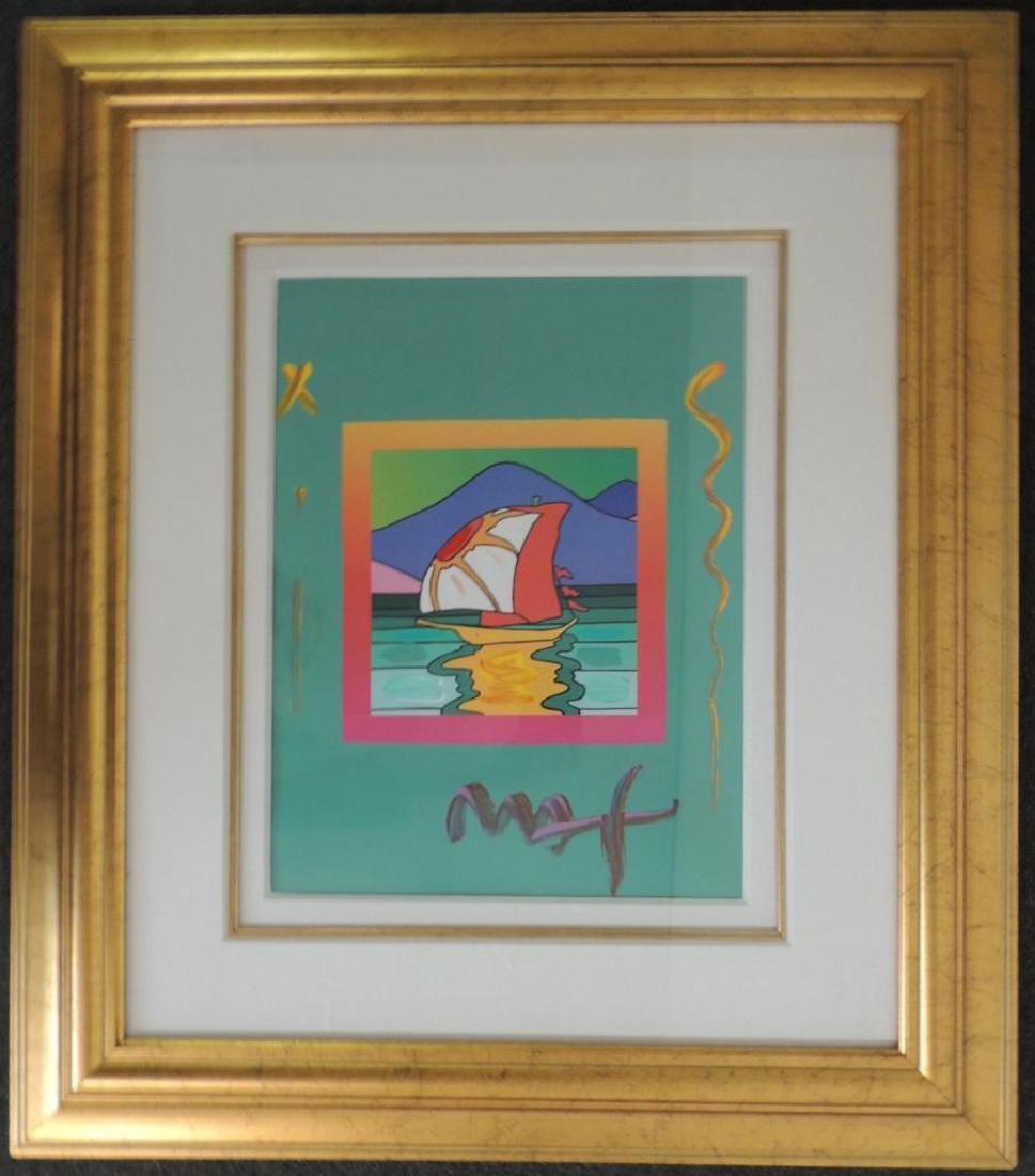 Framed Peter Max    Mixed Media Art    "Sailboat East (1 of 1)