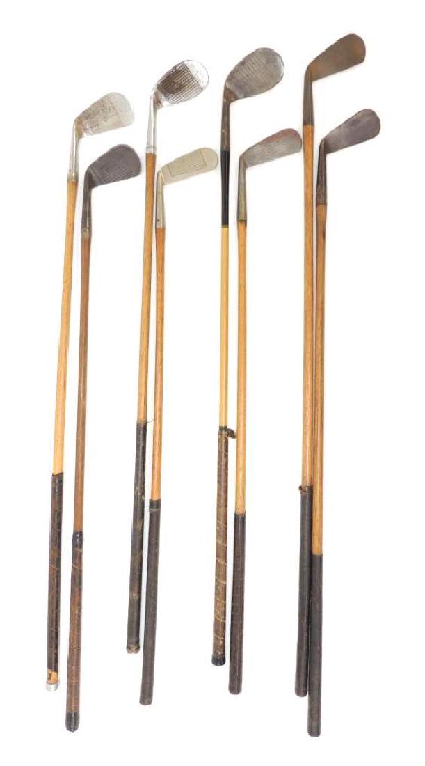 Group of 8 Wood Handle Vintage Golf Clubs Irons