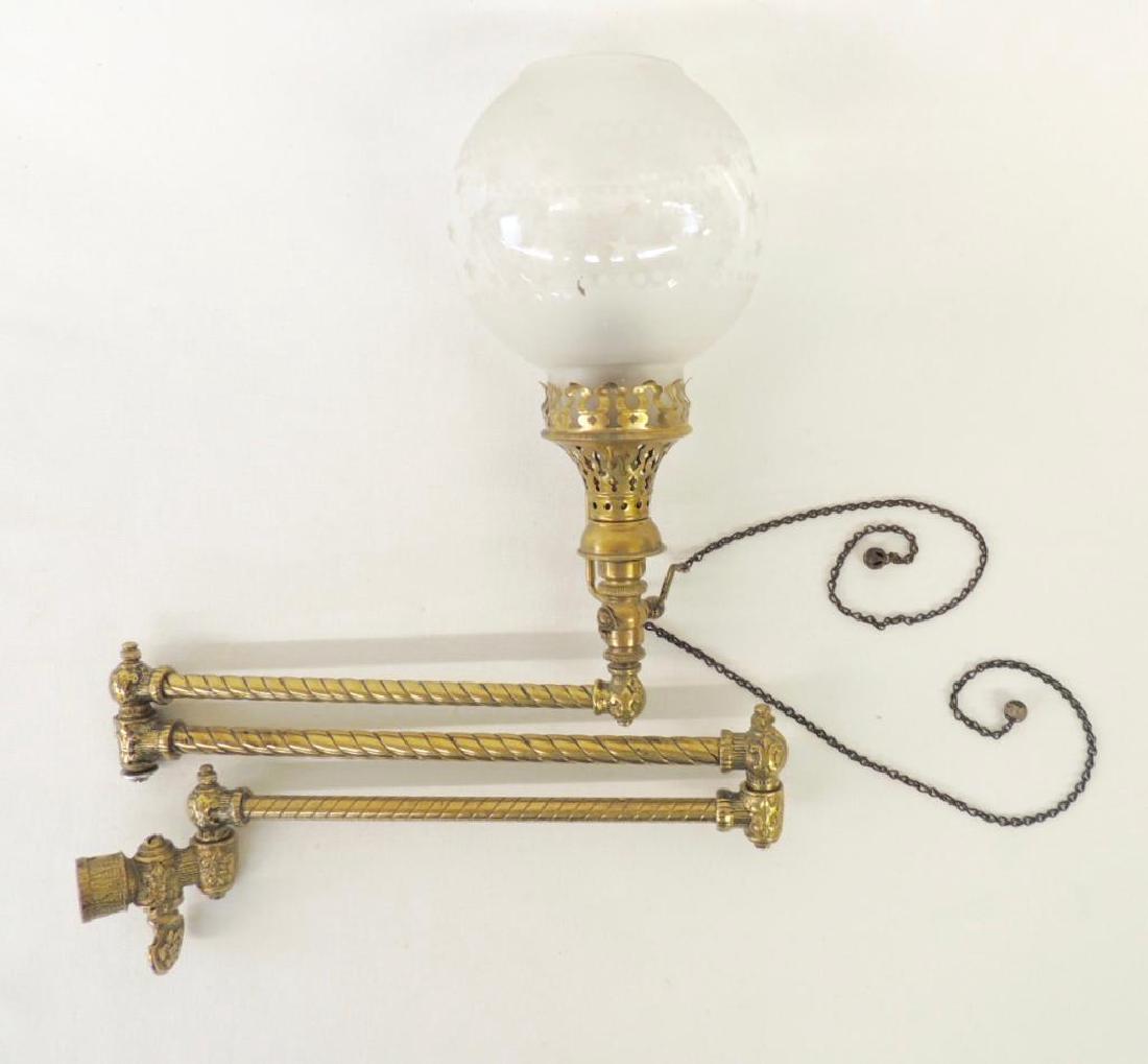 Antqiue Double Arm Brass Telescoping Gas Light Fixture (1 of 3)