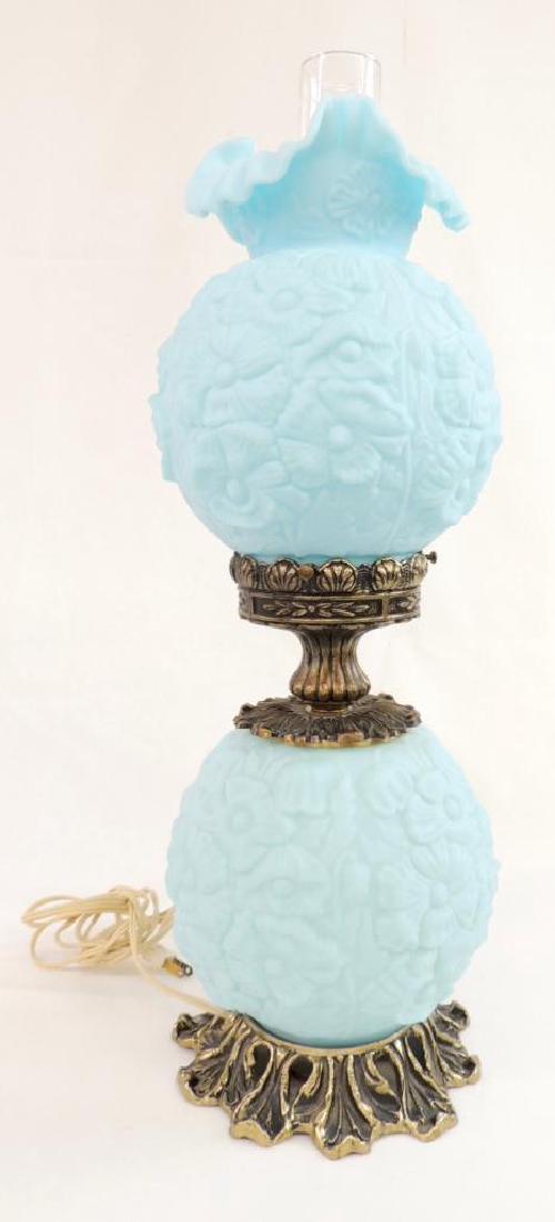Vintage Fenton Blue Poppy Satin Glass GWTW Lamp (1 of 1)