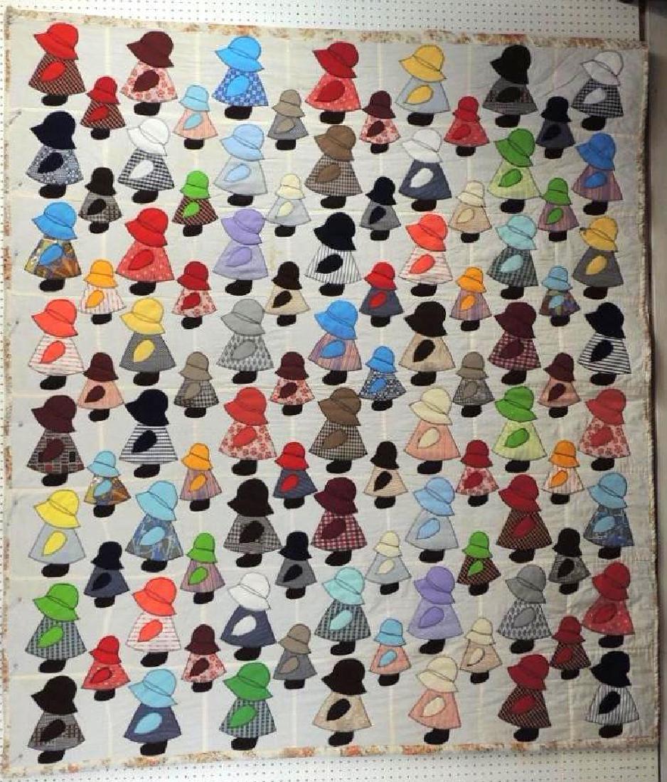 Antique Hand Quilted Sun Bonnet Girl Quilt (1 of 2)