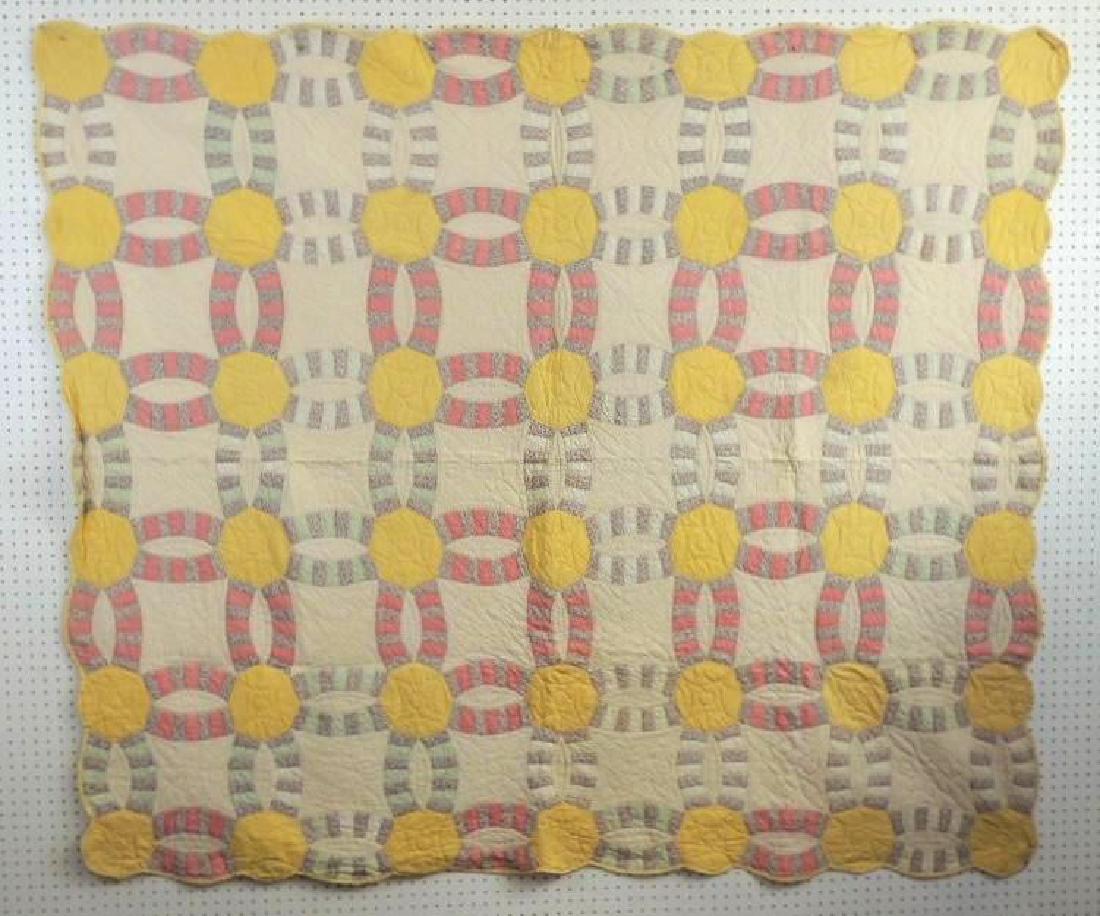 Antique Hand Quilted Wedding Ring Quilt (1 of 2)