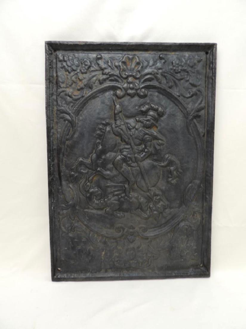 Ornate Cast Iron Plaque: Relief of St. George and the Dragon