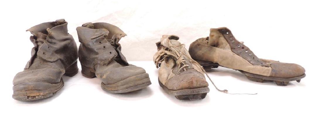 Group of 2 WW1 Era Boots and Shoes: One Money