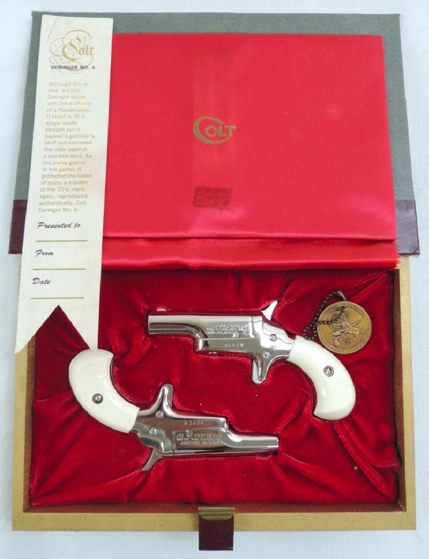 Colt Derringers No. 4 1959 Limited Edition .22 Cal: Serial Number 8682N and 8683N, Unfired Condition and Featuring's a Set of Colt No.4 Derringers with Book Display Case