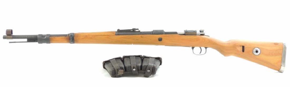 Mitchell's Mausers Model K98 9mm Bolt Action Rifle with: Serial Number 846L, New and Unfired Condition, Featuring Waffen Marks, Original Box, Ammo Pouch, and Paperwork