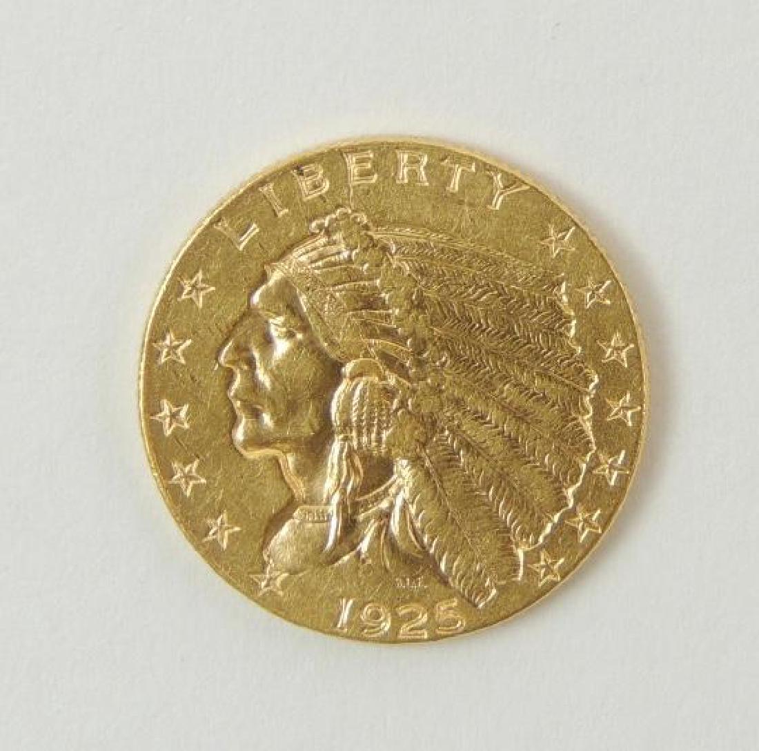 1925-D Indian Head Quarter Eagle $2.50 Gold Coin (1 of 2)