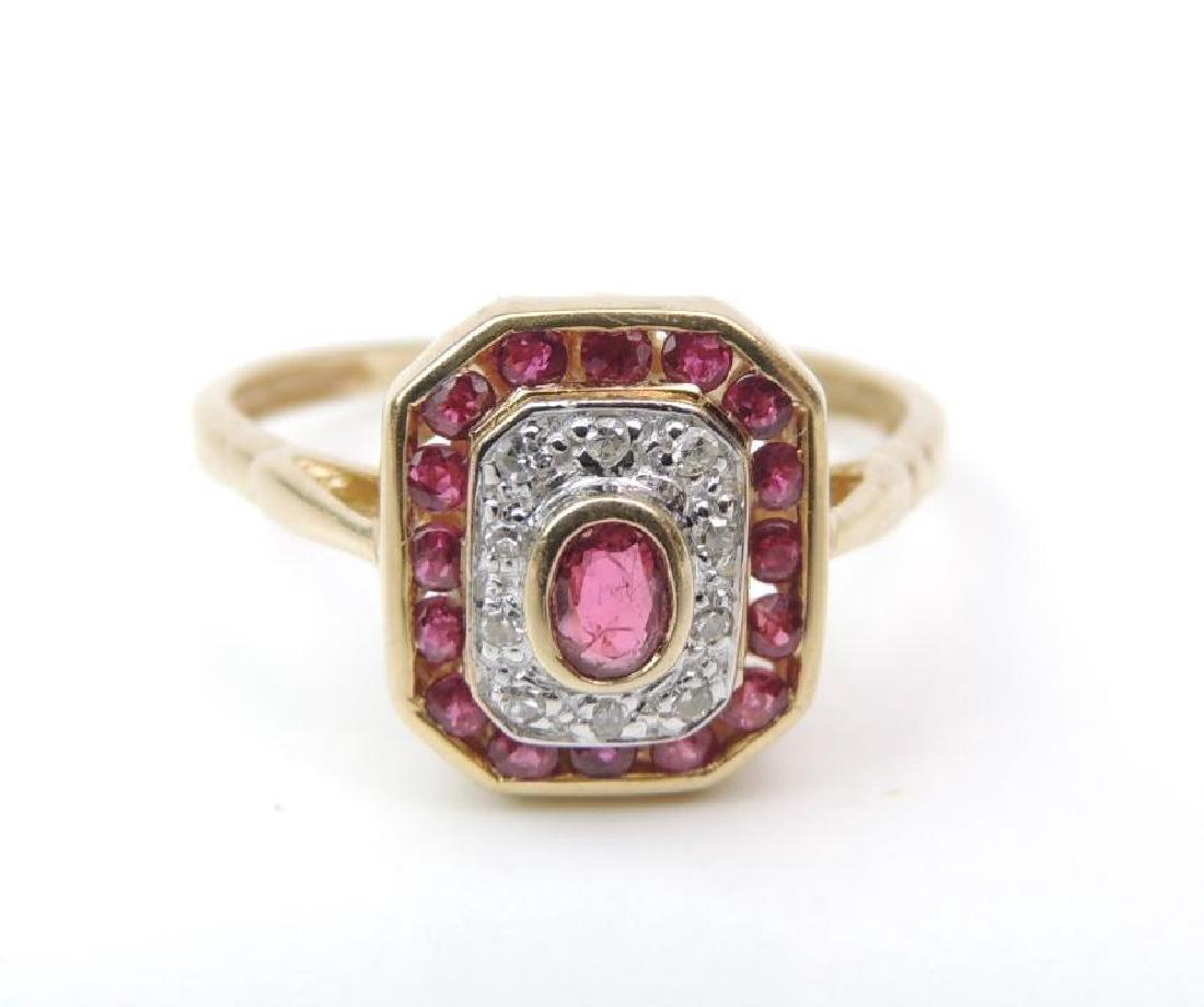 10K Yellow Gold Pink Sapphire and Diamond Ring (1 of 4)