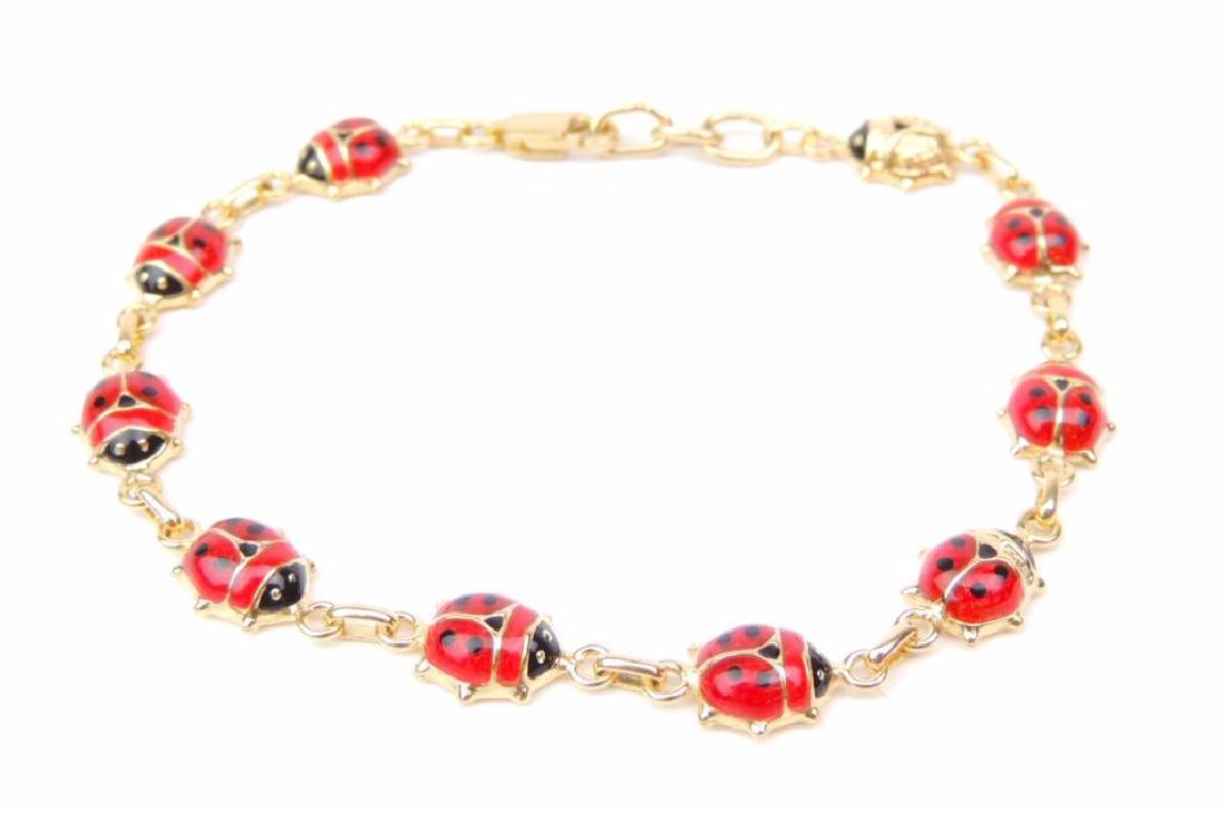 14K Yellow Gold Enamel Ladybug Bracelet (1 of 4)
