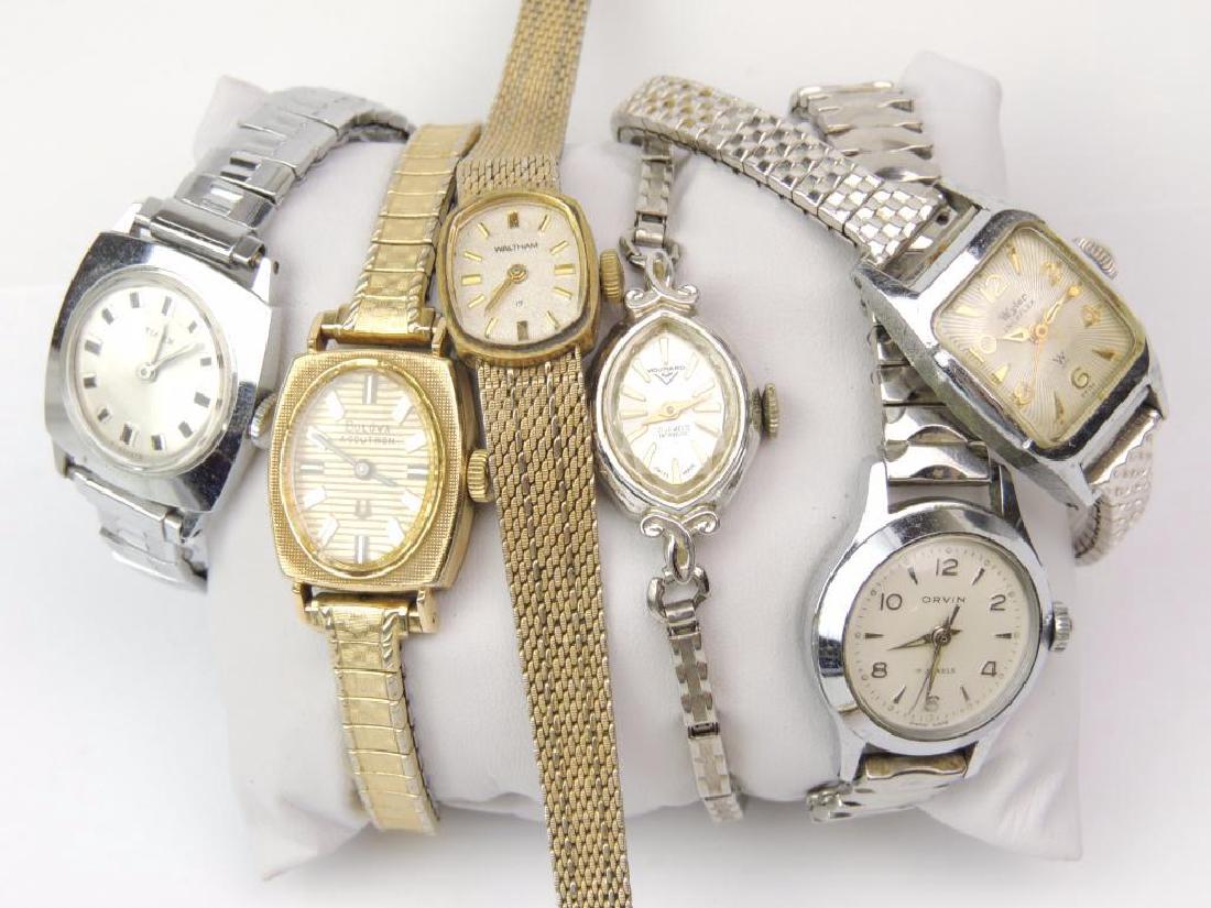 Lot of 6 Vintage Wrist Watches: Waltham, Bulova, Timex, Wyler, Vormard, and Orvin - lot is sold "as is"
