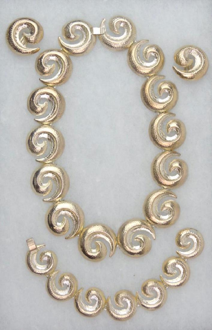Vintage Swirl Silver Tone Statement Necklace Set (1 of 1)