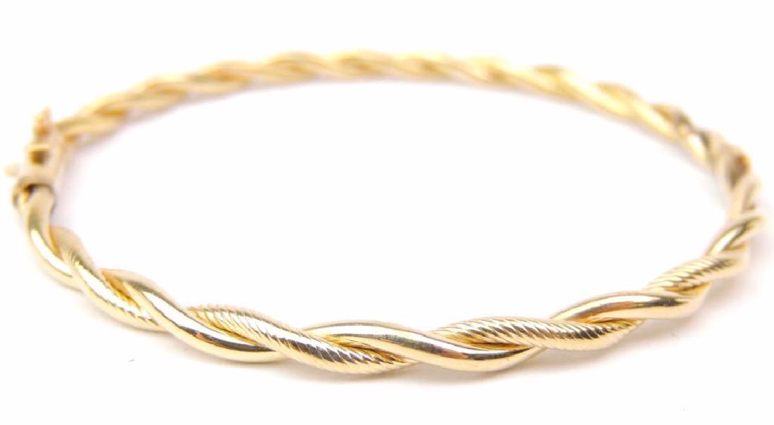 14K Yellow Gold Rope Twist Hinged  Bangle Bracelet (1 of 3)