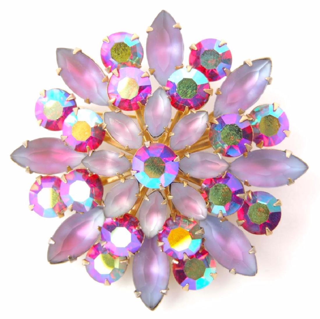 Vintage Signed "Coro" Purple Rhinestone Brooch (1 of 2)