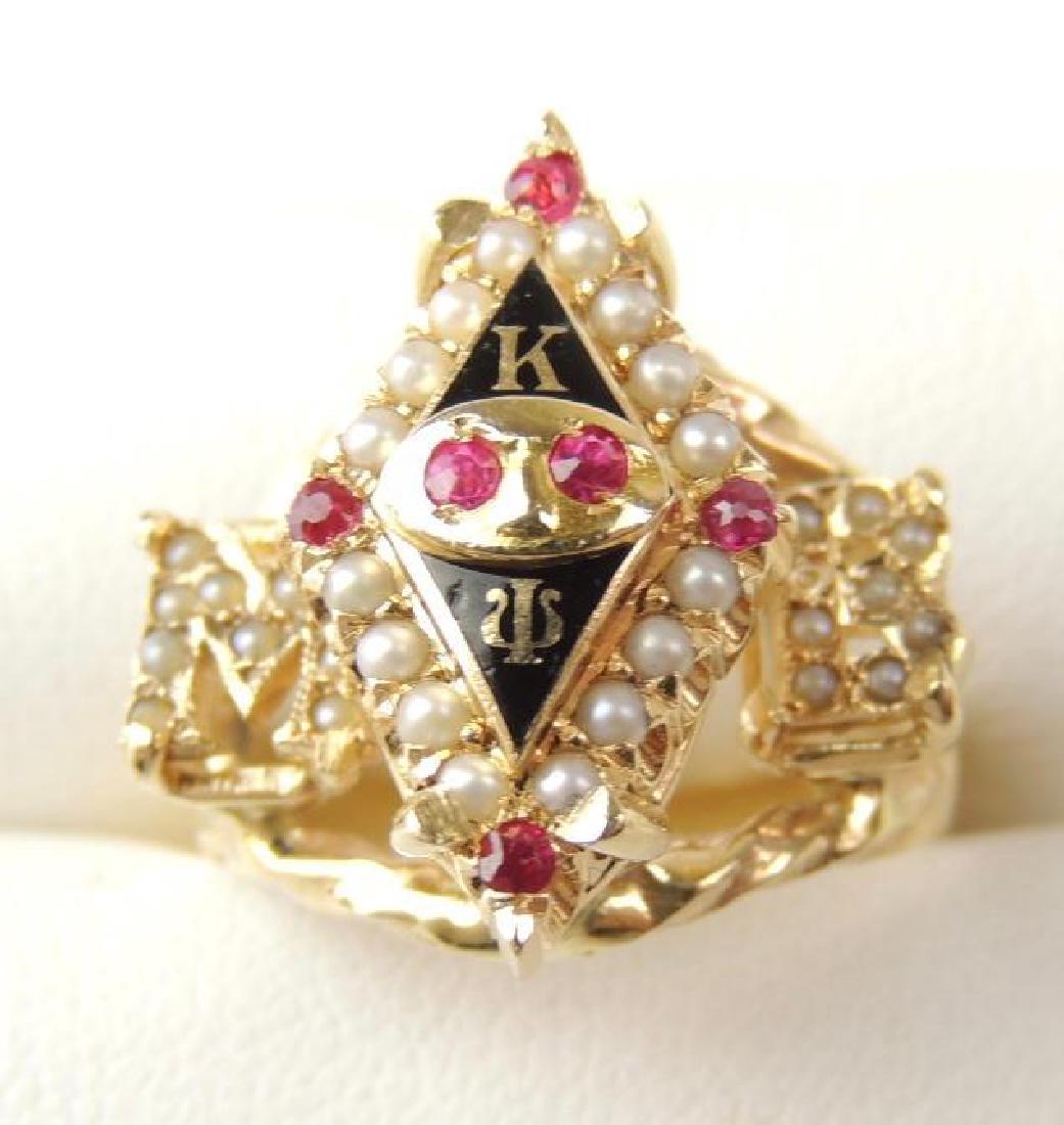 10K Yellow Gold and Pink Sapphires Sorority Ring (1 of 4)