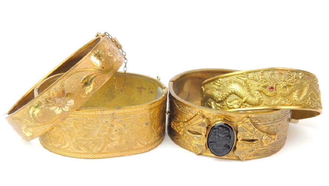 Lot of 4 : Brass Bracelets - Hinged Bangles and Cuff (1 of 3)