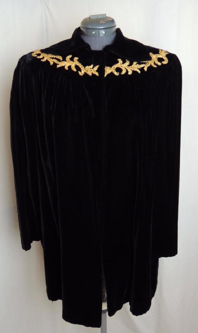 Embroidered Black Velvet Cape Jacket (1 of 3)
